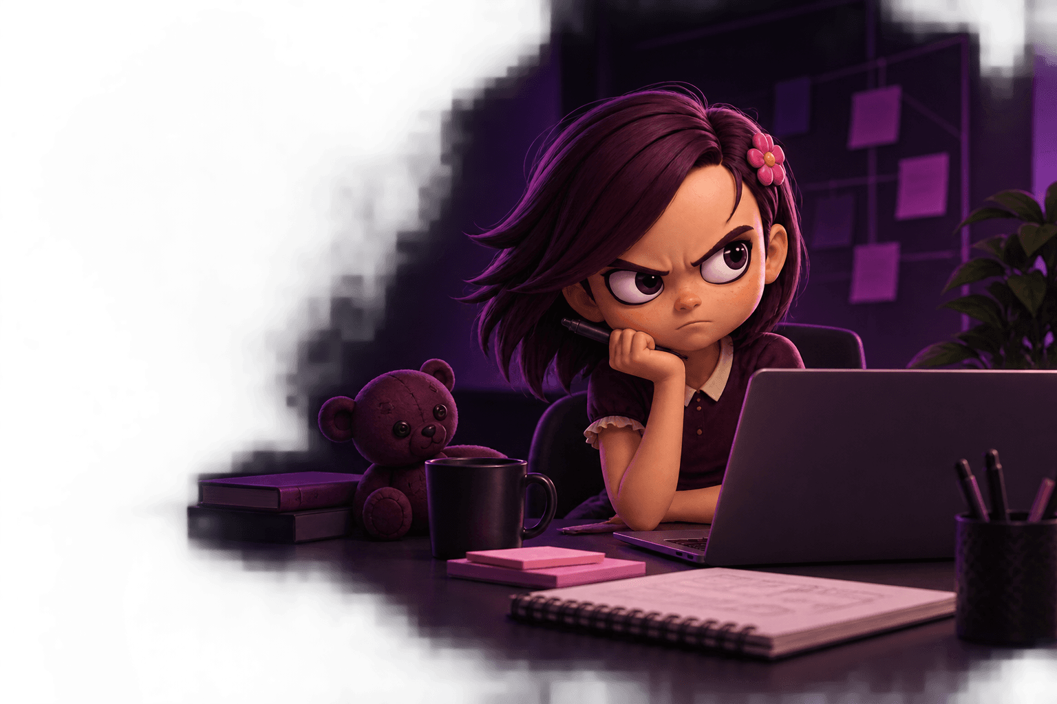 Mascote da Guria Nervosa analisando informações